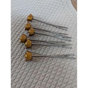 Vintage Gold Tone Metal Hors D'oeuvre Forks‎ - set of 6